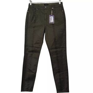 NWT Ted Baker Women’s Sz 28 Shiney Croc Effect Skinny Jeans Khaki Green Preppy